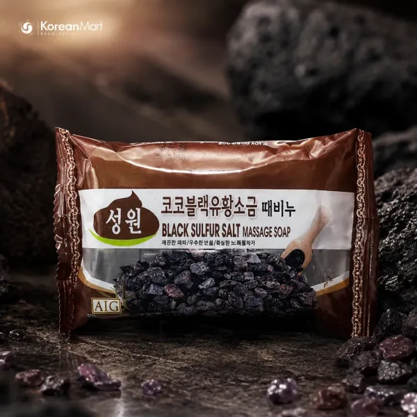 AIG Black Sulfur Salt Massage Soap - 150g